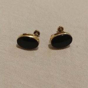 Vintage Amco 12kt GF Onyx  stone earrings
